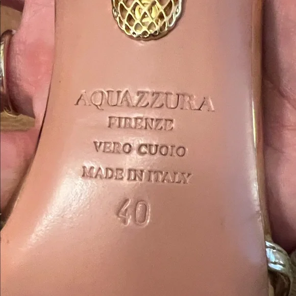 Aquazzura Hot 95 Gold Metallic Stiletto Heels Womens EU 40 Heels